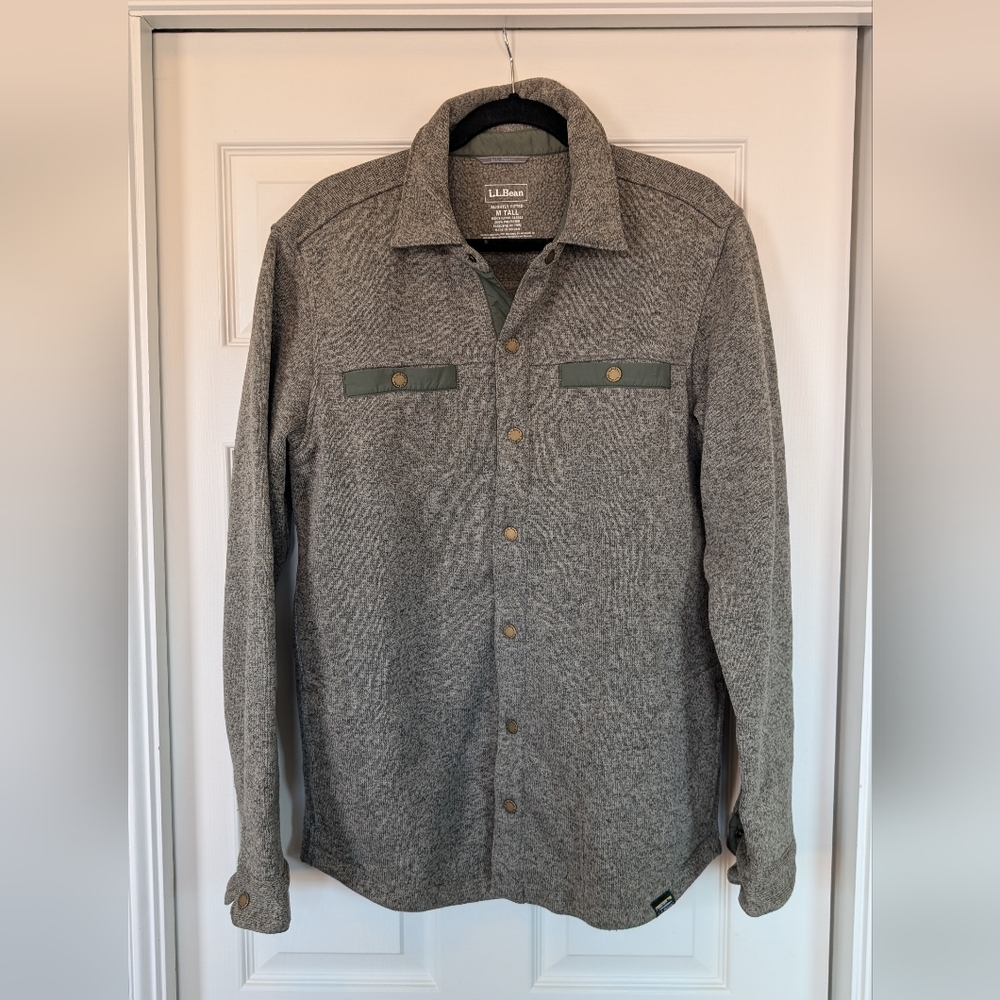 L.L. Bean Heather Gray Wool-Blend Button Shirt Jacket